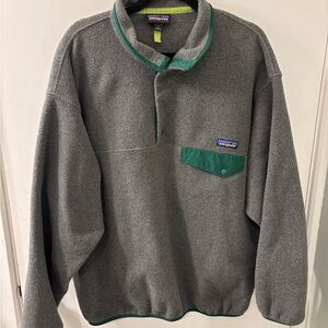 Patagonia Gray and Green Men's Synchilla Snap Fleece Pullover